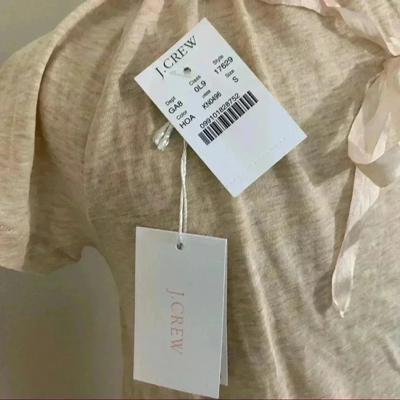 NWT J Crew light weight tan tee with bead and ribbon detail - Picture 6 of 8